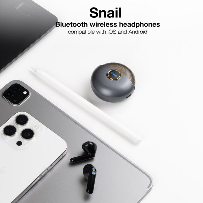 Tooq Snail TQBWH-0060G Auriculares Inalámbricos Gris/Negro